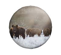 Copertura per ruota di scorta, cinghiale suino sulla foresta invernale, impermeabile, antipolvere, copriruota per pneumatici da 38 cm