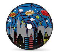 Copertura per ruota di scorta con foro per telecamera di riserva, impermeabile, antipolvere, per SUV, camper, camion (Blue Comic Web City, 15 pollici)