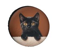 Copertura per ruota di scorta con gatto nero che fa capolino carino, 26 pollici, protezione per ruote Oxford da 26 pollici, accessori da viaggio, coperture antipolvere impermeabili per pneumatici per