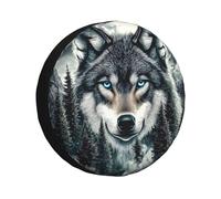 Copertura per ruota di scorta con lupo solitario della foresta misteriosa, impermeabile, antipolvere, universale, adatta per rimorchi, camper, SUV, camion, camper, 38 cm