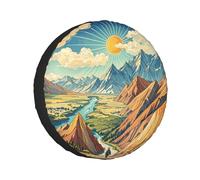 Copertura per ruota di scorta con paesaggio naturale montagne, protezione per ruota resistente alle intemperie, accessori decorativi universali per camper, camper, SUV, rimorchio da viaggio da 14