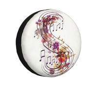 Copertura per ruota di scorta impermeabile anti-UV, con note musicali, motivo floreale, con coulisse, copertura protettiva per pneumatici per camion, SUV, rimorchio, camper, auto da 15 pollici