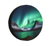 Copertura per ruota di scorta impermeabile anti-UV, copertura per ruota di scorta Aurora Borealis, con coulisse, copertura protettiva per pneumatici resistenti, per camion, SUV, rimorchio, camper