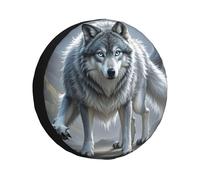 Copertura per ruota di scorta impermeabile anti-UV, copertura per ruota di scorta con lupo fantasia, con coulisse, copertura protettiva per pneumatici resistenti, per camion, SUV, rimorchio, camper