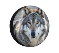 Copertura per ruota di scorta impermeabile anti-UV, copertura per ruota di scorta con lupo selvatico grigio selvatico con coulisse copertura protettiva per pneumatici resistenti per camion, SUV