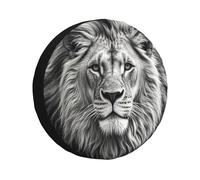 Copertura per ruota di scorta impermeabile anti-UV, copertura per ruota di scorta con testa di leone in bianco e nero con coulisse, copertura protettiva per pneumatici resistenti, per camion, SUV