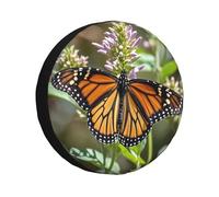 Copertura per ruota di scorta impermeabile anti-UV, copertura per ruota di scorta Monarch Butterfly con coulisse resistente copertura protettiva per pneumatici per camion, SUV, rimorchio, camper, auto