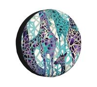 Copertura per ruota di scorta impermeabile anti-UV, motivo giraffa, blu, con coulisse, copertura protettiva per pneumatici per camion, SUV, rimorchio, camper, auto da 17 pollici