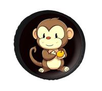 Copertura per ruota di scorta in pelle PVC con scimmia dei cartoni animati, antipolvere, impermeabile, copertura per pneumatici Jeep per camper da 28 pollici, rimorchi camper, camion, SUV, adatto per