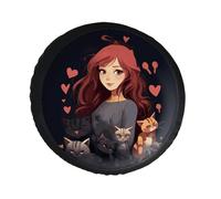 Copertura per ruota di scorta in pelle PVC con scritta "A Girl Who Loves Cats", antipolvere, impermeabile, per camper, rimorchi, camion, SUV, diametro 76,2 cm - 76,2 cm