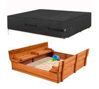 Copertura per Sabbiera, Coperture Impermeabili, Copertura Resistente per Sabbiera Quadrata in Tessuto Oxford 600D per Sabbiere Grandi da Esterno, Solo Copertura,Nero,127X102X20cm