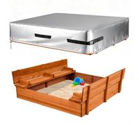 Copertura per Sabbiera Impermeabile in Tessuto, Copertura Quadrata Resistente, Oxford 600D Rivestimento in PVC Resistente alla Pioggia e ai Raggi UV per Sabbiera,Argento,274X274X20cm