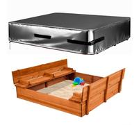 Copertura per Sabbiera in Tessuto Oxford 600D, Resistente per Sabbiera Quadrata da Esterno per Protegge la Aabbia e i Giocattoli della Sabbiera, Copertura Impermeabile,Grigio,155X155X20cm