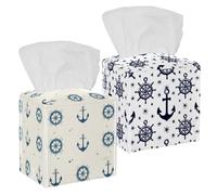 Copertura per scatola di fazzoletti con ancoraggi nautici e volante, porta fazzoletti quadrati per bagno, piano di lavoro da toeletta, comò della camera da letto, scrivania, ufficio