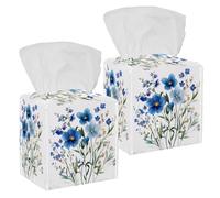 Copertura per scatola di fazzoletti con fiori blu senza cuciture, porta fazzoletti quadrati decorativi per il viso, dispenser per tovaglioli per bagno, salotti, piano di lavoro, comodino