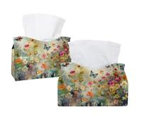 Copertura per scatola di fazzoletti con fiori colorati con farfalle con motivo ad acquerello, porta fazzoletti rettangolare decorativo per il viso, dispenser per tovaglioli per bagno, cucina, tavolino
