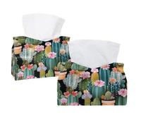 Copertura per scatola di fazzoletti con fiori di cactus colorati, porta fazzoletti rettangolare decorativo per il viso, dispenser per tovaglioli per bagno, cucina, tavolino da caffè auto