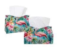 Copertura per scatola di fazzoletti con foglie di palma tropicale, fenicottero, rettangolare, decorativo, per bagno, cucina, tavolino da caffè, auto