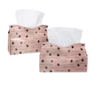 Copertura per scatola di fazzoletti con impronte di zampe su sfondo rosa, porta fazzoletti rettangolare decorativo per bagno, cucina, tavolino da caffè auto