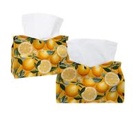 Copertura per scatola di fazzoletti con motivo a limoni, rettangolare, decorativo, per bagno, cucina, tavolino da caffè, auto