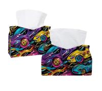 Copertura per scatola di fazzoletti con motivo auto da corsa, rettangolare, decorativo, per bagno, cucina, tavolino da caffè, auto