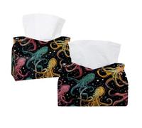 Copertura per scatola di fazzoletti con motivo estetico di polpo colorato, porta fazzoletti rettangolare decorativo per il viso, dispenser per tovaglioli per bagno, cucina, tavolino da caffè auto