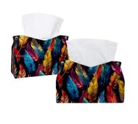 Copertura per scatola di fazzoletti con piume psichedeliche colorate, porta fazzoletti rettangolare decorativo per il viso, dispenser per tovaglioli per bagno, cucina, tavolino da caffè auto