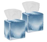 Copertura per scatola di fazzoletti, contenitore quadrato per fazzoletti per bagno, piano di lavoro, comodino, ufficio, scrivania, auto, paesaggio invernale con neve natalizia che cade