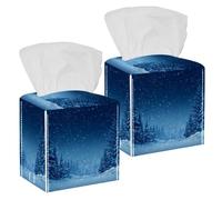 Copertura per scatola di fazzoletti, contenitore quadrato per fazzoletti per bagno, piano di lavoro, comodino, ufficio, scrivania, auto, paesaggio invernale con bella neve natalizia che cade