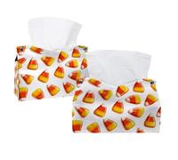 Copertura per scatola di fazzoletti, contenitore rettangolare per fazzoletti facciali, contenitore per bagno, piano di lavoro, comodino e ufficio, motivo Halloween Candy Corn