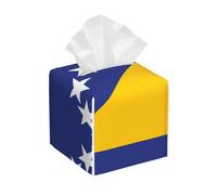 Copertura per scatola di fazzoletti in pelle con stampa bandiera della Bosnia ed Erzegovina, supporto organizer pieghevole, facile da riporre e copertura decorativa per scatola di fazzoletti
