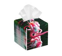 Copertura per scatola di fazzoletti in pelle con stampa di fenicotteri colorati e favolosi - Elegante supporto per bagno, soggiorno, tavolo, scrivania, ufficio, auto organizer