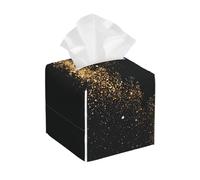Copertura per scatola di fazzoletti in pelle con stampa sabbia nera oro - Supporto organizer pieghevole - Facile da riporre e nascondere la scatola di fazzoletti in pelle