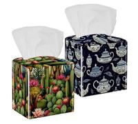 Copertura per scatola di fazzoletti in pelle PU, 2 pezzi, porta fazzoletti quadrati con cintura inferiore, custodia decorativa a cubo per bagno, comodini e ufficio