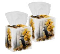 Copertura per scatola di fazzoletti per pittura ad acquerello con animali della foresta autunnale, porta fazzoletti quadrato, dispenser decorativo per tovaglioli per il viso, per bagno, salotti, piano