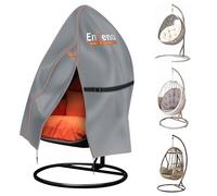 Copertura per sedia a uovo da appendere per patio, da esterno, con sedile singolo, per sedia a forma di uovo, impermeabile con cerniera, resistente 210D, veranda da giardino, 190x115 cm, grigio