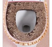 Copertura Per Sedile Del WC In Velluto Con Ruffle E Mat Con Cerniera In Pelle PU