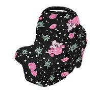 Copertura per seggiolino auto morbida elastica e copertura per allattamento al seno multiuso con rose inglesi e pois