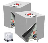 Copertura per Serbatoio Acqua IBC, 2 Pezzi 1000 Litri Serbatoio Acqua Piovana, Cisterna Acqua Protezione, Anti-UV Antipolvere Container Telone Copertura Serbatoi Acqua, Misure 120x100x116cm,Argento