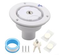 Copertura per serbatoio dell'acqua con serratura a chiave, profondità 80 mm, progettata per camper, rimorchi, roulotte e vari sistemi di ingresso dell'acqua per veicoli (bianco)