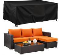 Copertura per set di mobili da patio, set di divani componibili da esterno, impermeabile, set di sedie da giardino e tavolo da pranzo, rettangolare, resistente, resistente alle intemperie, nero, 420D