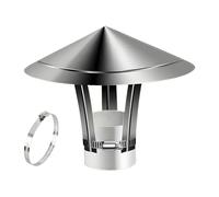 Copertura per sfiato in acciaio inossidabile, Cappello del camino in acciaio inossidabile argento 80-300 mm(90mm)