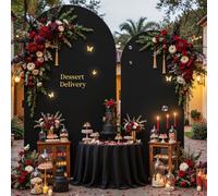 Copertura per sfondo ad arco nero - 2 m, in spandex da 1,8 m, con supporto per archi nuziali su entrambi i lati, elastico per feste di Natale, matrimoni, compleanni, decorazioni per baby shower
