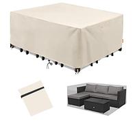 Copertura per tavolo da esterno, rettangolare, bianca, 200 x 70 x 90 cm, impermeabile, protezione dai raggi UV, in tessuto Oxford 420D, protezione per mobili per tavoli da giardino, resistente, uso