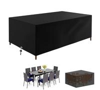 Copertura per tavolo da giardino, 316 x 206 x 90 cm, tessuto Oxford 420D, resistente ai raggi UV, antipolvere, rettangolare, protezione impermeabile per mobili da esterno, colore nero