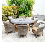 Copertura per tavolo rotondo progettata con materiale Oxford 600D per una vestibilità stabile ed efficace scudo impermeabile per tavoli da esterno (144,8 x 10,16 cm)