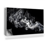 Copertura per Termosifone 100x60 cm Senza Viti o Colla per Radiatore Tappetino Magnetico Decorazione per Interni Montaggio Facile - Una scia tortuosa di Fumo Bianco, Sfondo Nero