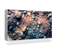 Copertura per Termosifone 110x60 cm Montaggio Facile per Radiatore Decorazione per Interni Senza Viti o Colla Tappetino Magnetico - Primo Piano di granelli di Sabbia Colorati e ciottoli
