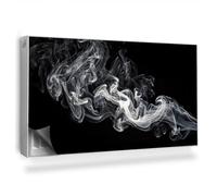 Copertura per Termosifone 110x60 cm Senza Viti o Colla per Radiatore Tappetino Magnetico Decorazione per Interni Montaggio Facile - Una scia tortuosa di Fumo Bianco, Sfondo Nero