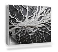 Copertura per Termosifone 80x60 cm Montaggio Facile per Radiatore Decorazione per Interni Senza Viti o Colla Tappetino Magnetico - Modello Bianco Che Ricorda Rami e Radici